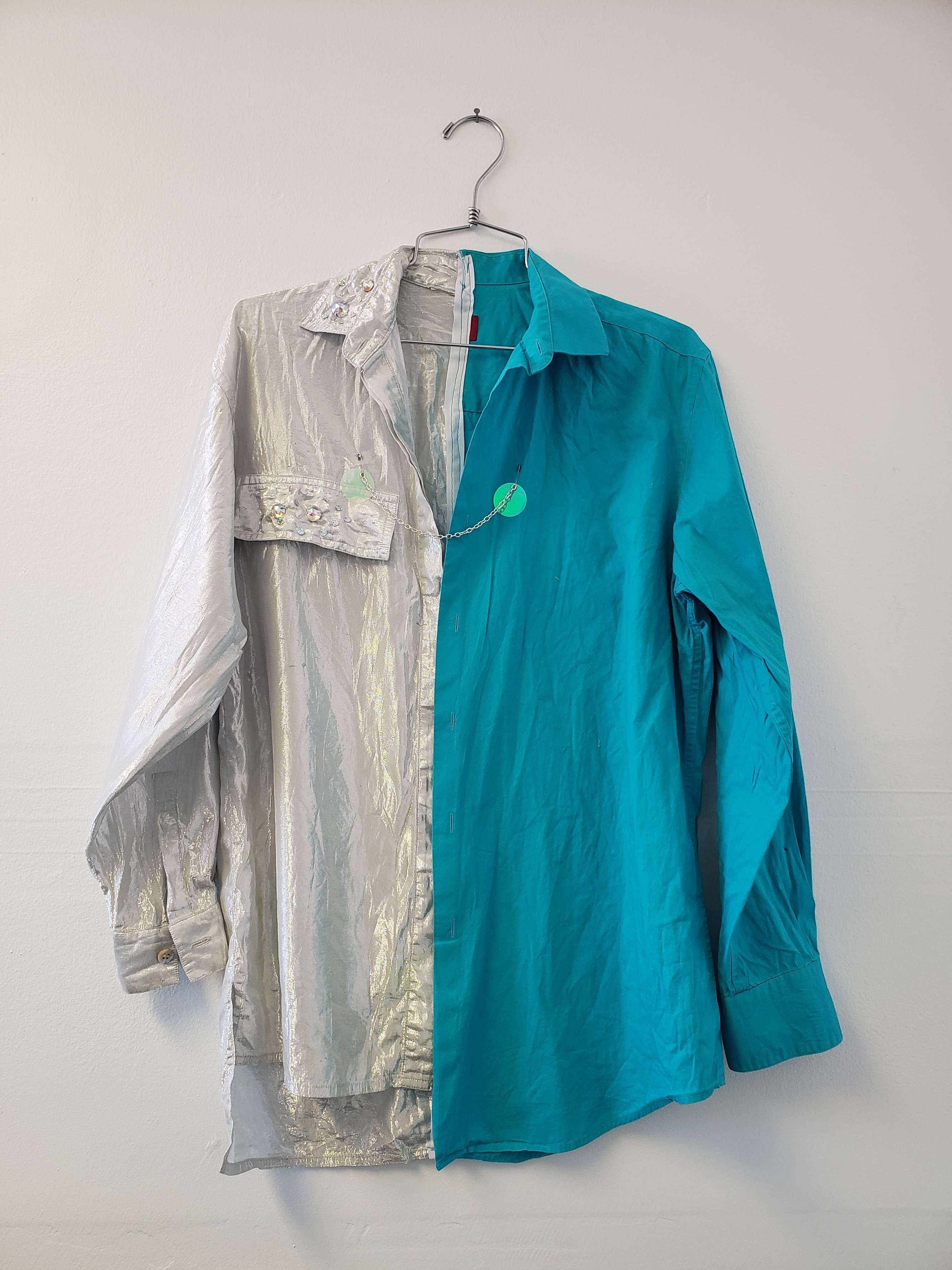 Split Metallic Rhinestone Shirt